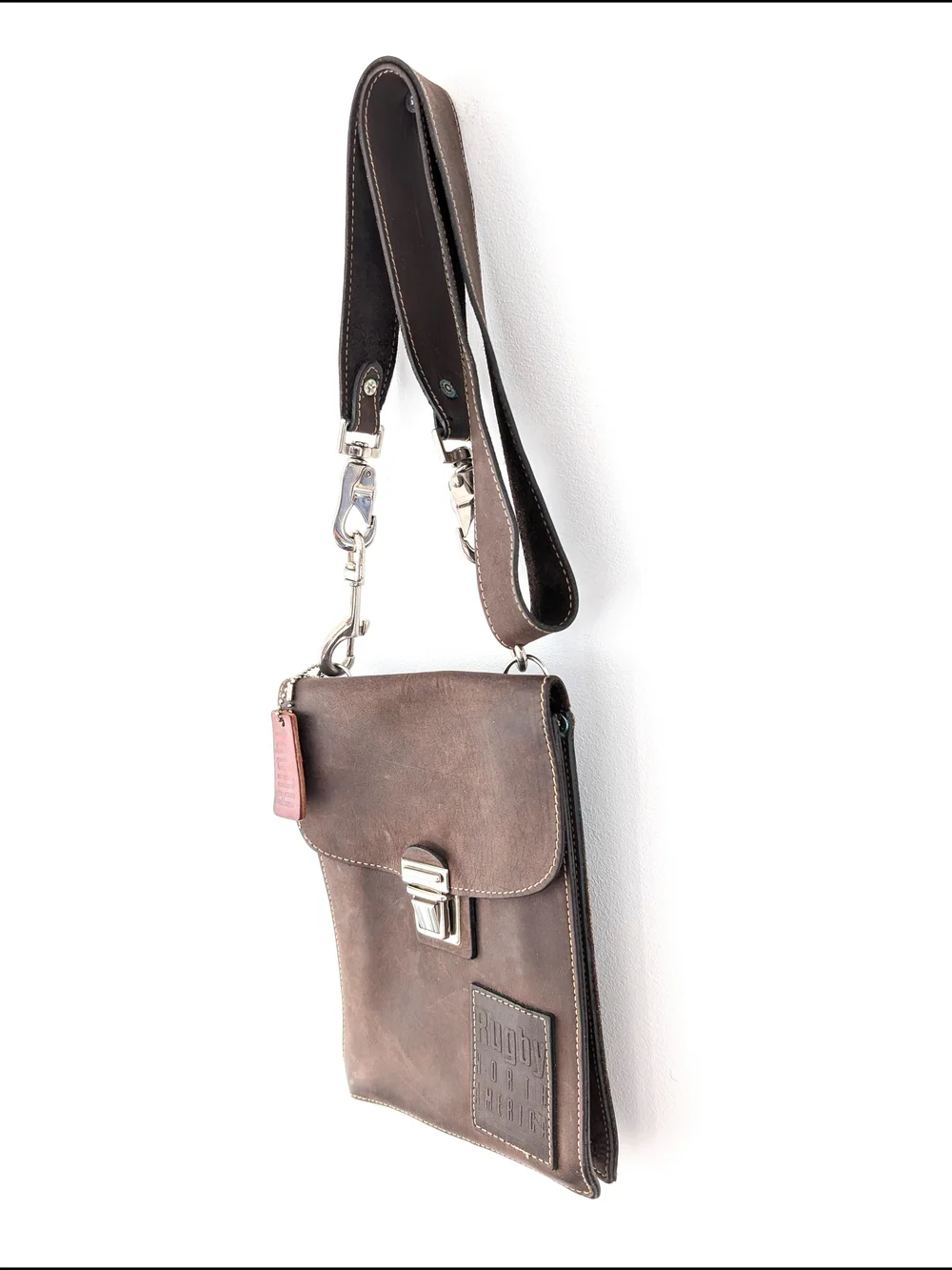 Vintage Rugby North America Leather Crossbody – Heritage Minimalist Satchel - Picture 3 of 10